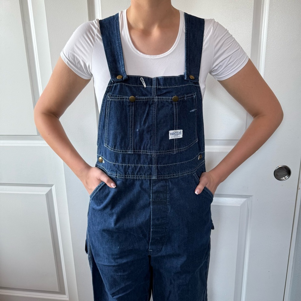Vintage 50s 60s HERCULES dark Denim Overalls unisex M  VERY RARE union made - Picture 3 of 16